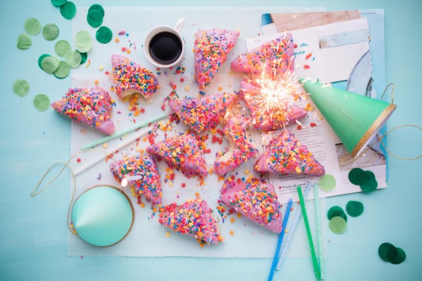 Decorated cake slices with sprinkles